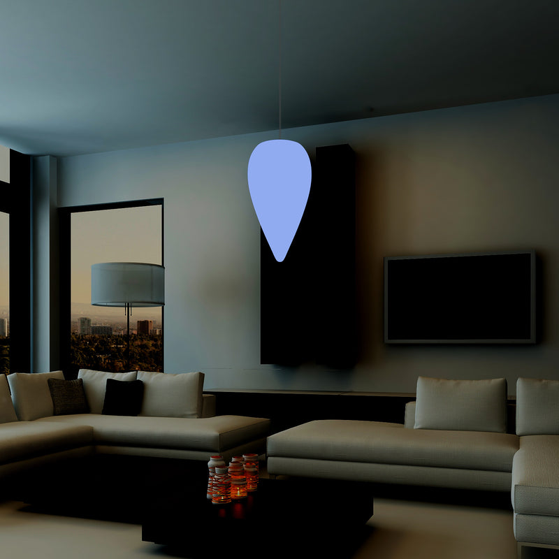 Unique Designer Suspension Light, Multicolour RGB Hanging Pendant Lamp, 37cm LED Waterdrop