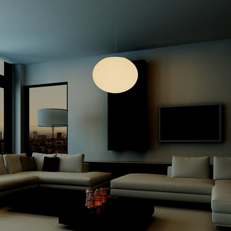 Decorative E27 Hanging Ceiling Light, 3D Oval Ellipse LED Suspension Pendant Lamp, 27cm Orb