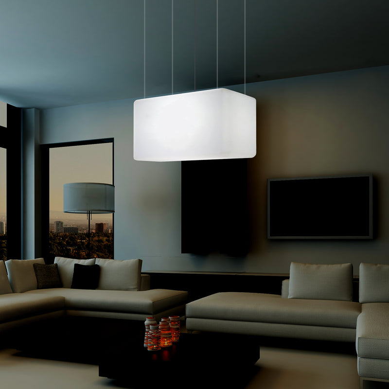 Linear Island LED Hanging Light, Designer Ceiling Lamp for Kitchen, 55 x 35cm, E27, White