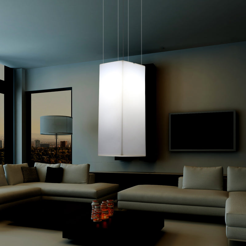 Rectangular LED Hanging Lamp, Modern Pendant Light, 80cm, E27, White