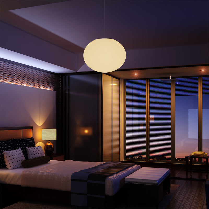 Decorative E27 Hanging Ceiling Light, 3D Oval Ellipse LED Suspension Pendant Lamp, 27cm Orb