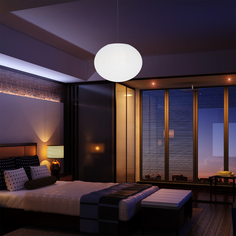 Ellipse Oval Pendant Hanging Light, Dimmable Multi Colour Ceiling Lamp, Flat Globe Ball