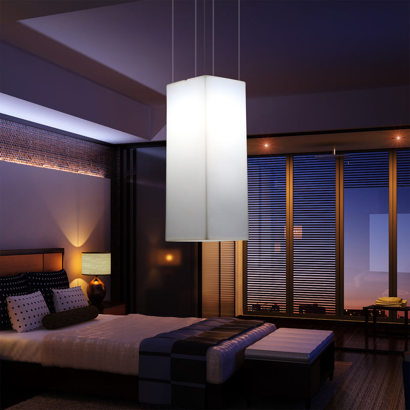 Linear Suspension Lamp, Designer Hanging LED Lighting, 110 x 30 cm, E27, White