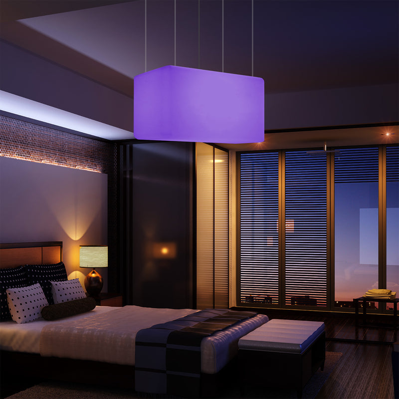 Unique Ceiling Light, Linear Island LED Hanging Lamp, 55 x 35cm, E27, RGB with Remote Control