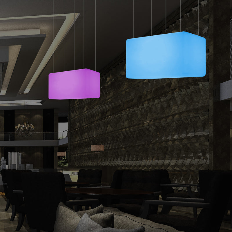 Unique Ceiling Light, Linear Island LED Hanging Lamp, 55 x 35cm, E27, RGB with Remote Control