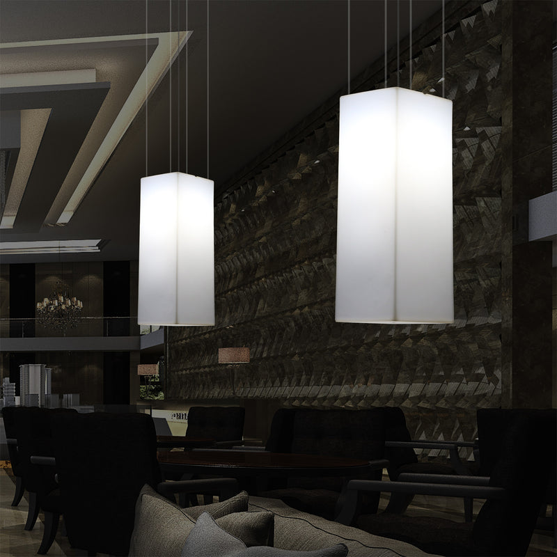Rectangular LED Hanging Lamp, Modern Pendant Light, 80cm, E27, White