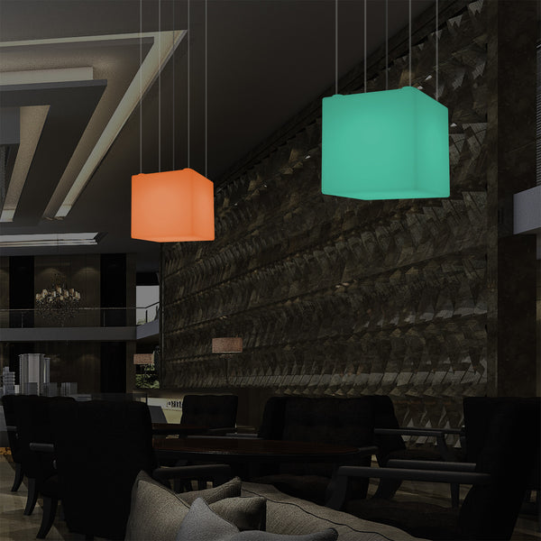 Cube LED Ceiling Light, Decorative Hanging Lamp, 500 mm, E27, RGB Mood Lighting
