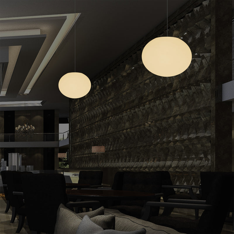 Decorative E27 Hanging Ceiling Light, 3D Oval Ellipse LED Suspension Pendant Lamp, 27cm Orb