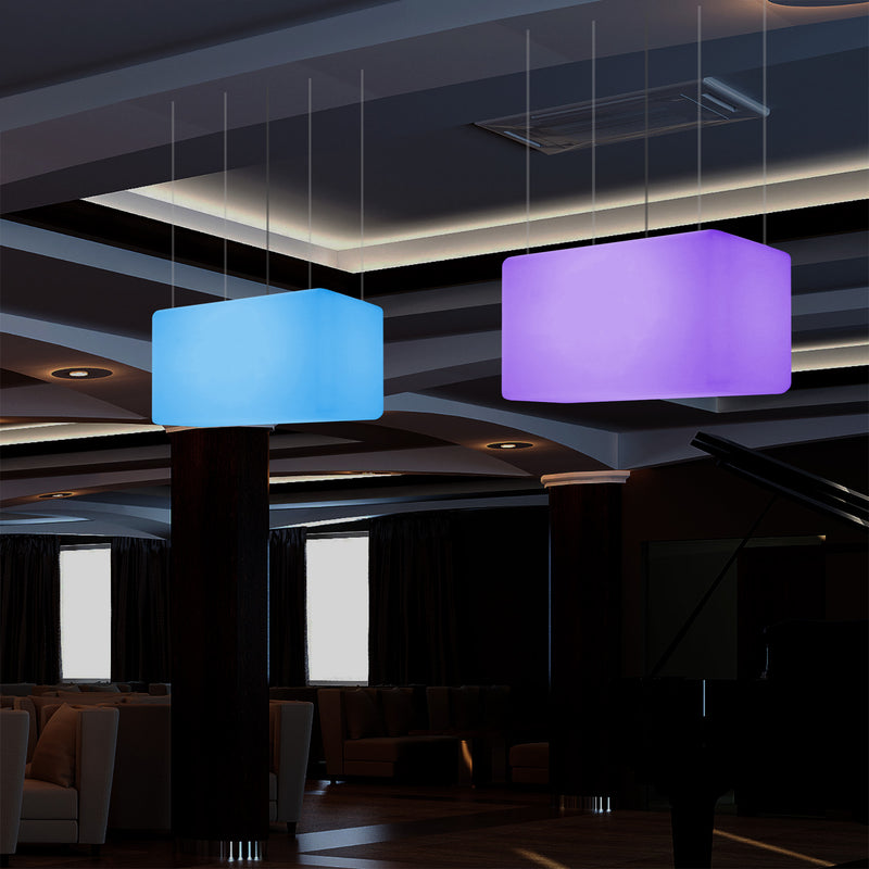 Unique Ceiling Light, Linear Island LED Hanging Lamp, 55 x 35cm, E27, RGB with Remote Control
