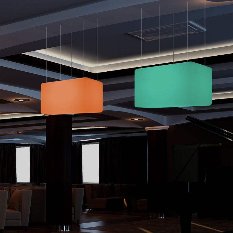 LED Linear Suspension Light, Modern Island RGB Ceiling Lamp, 55 x 35cm, Atmosphere Light