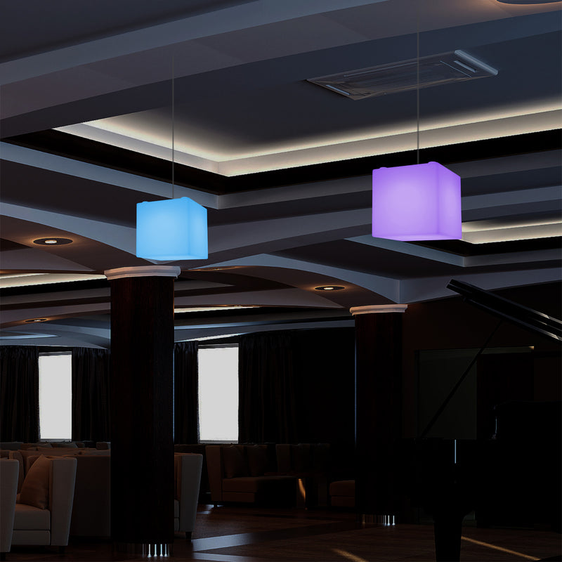 Cube Suspension Lamp, Modern Pendant LED Light, 20cm, E27, Multi Colour