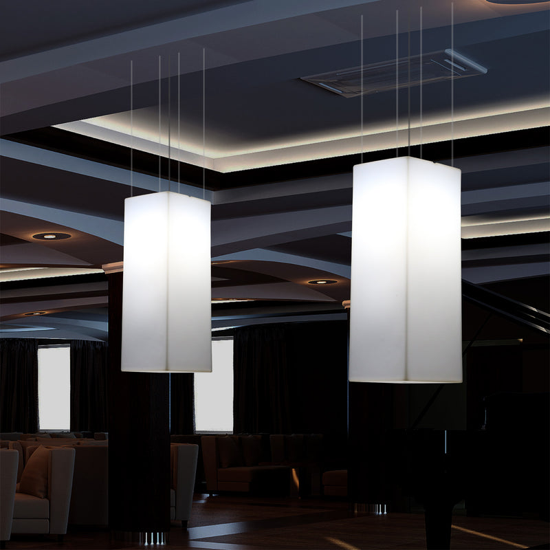 Rectangular LED Hanging Lamp, Modern Pendant Light, 80cm, E27, White