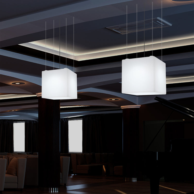 Cube Suspension LED Light, Geometric SMD RGB Ceiling Lamp, 500 mm, Ambient Lighting