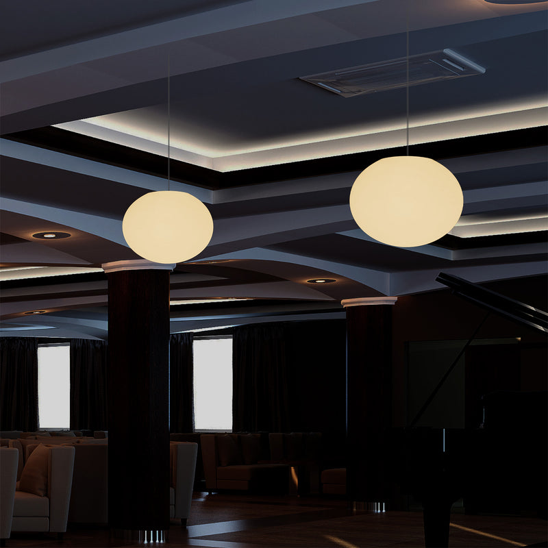 Decorative E27 Hanging Ceiling Light, 3D Oval Ellipse LED Suspension Pendant Lamp, 27cm Orb