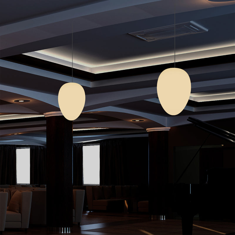 Decorative E27 Hanging Ceiling Light, Designer Oval LED Pendant Lamp, 37cm, Warm White