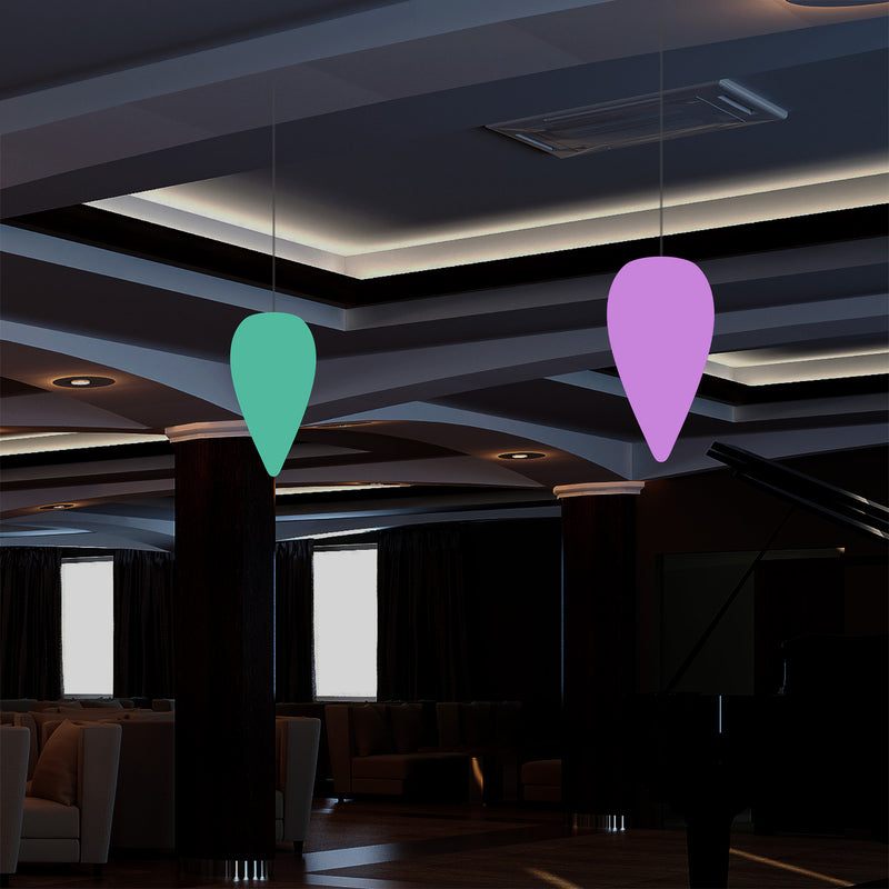 Unique Designer Suspension Light, Multicolour RGB Hanging Pendant Lamp, 37cm LED Waterdrop