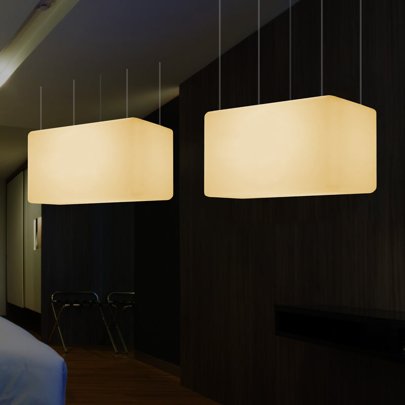 Rectangle Pendant LED Lamp, Modern Suspension Dining Room Light, 55 x 35cm, E27, Warm White