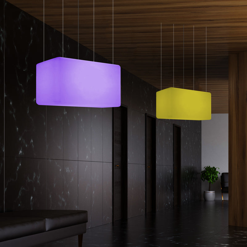 Unique Ceiling Light, Linear Island LED Hanging Lamp, 55 x 35cm, E27, RGB with Remote Control
