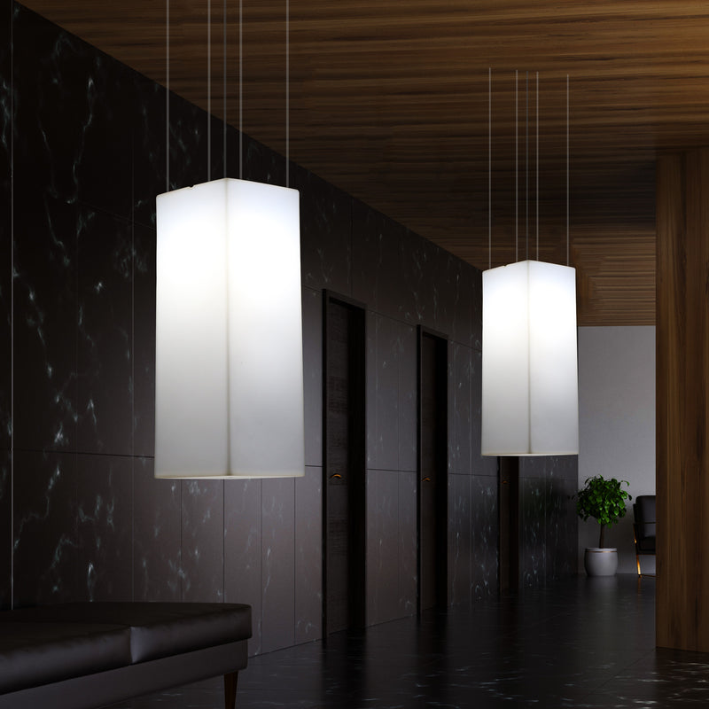 Rectangular LED Hanging Lamp, Modern Pendant Light, 80cm, E27, White