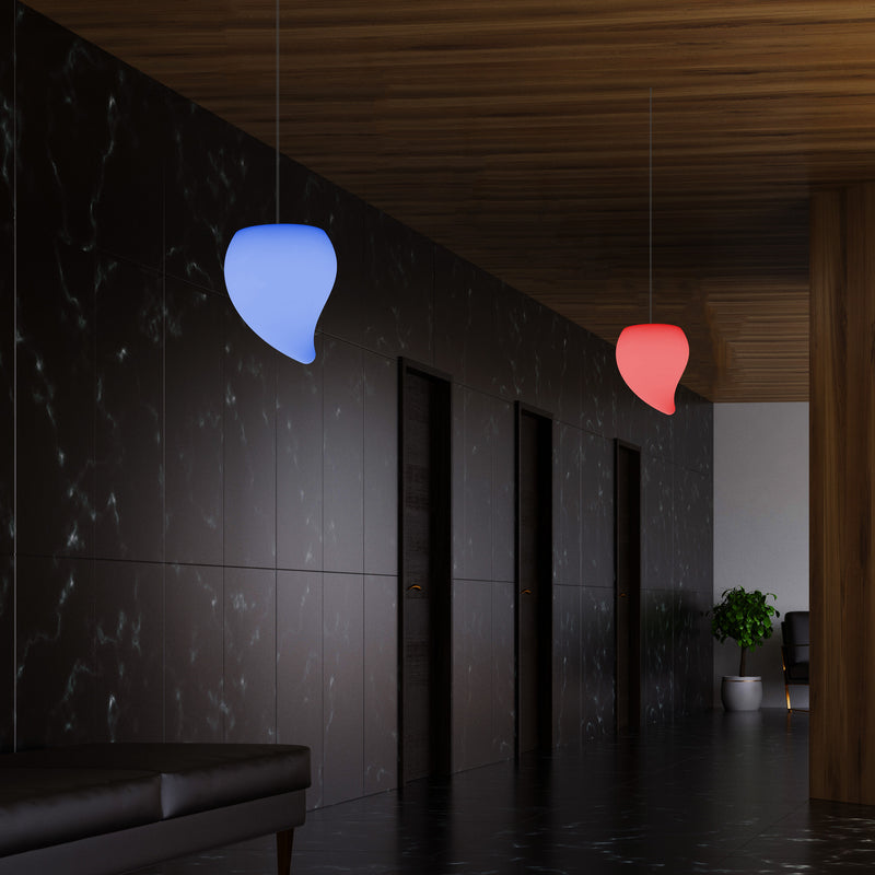 Colour Changing Dimmable Ceiling Pendant Light, 20cm LED Teardrop Hanging Lamp, RGB