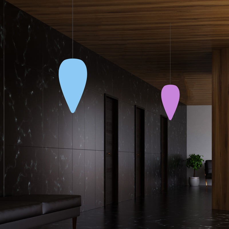 Unique Designer Suspension Light, Multicolour RGB Hanging Pendant Lamp, 37cm LED Waterdrop
