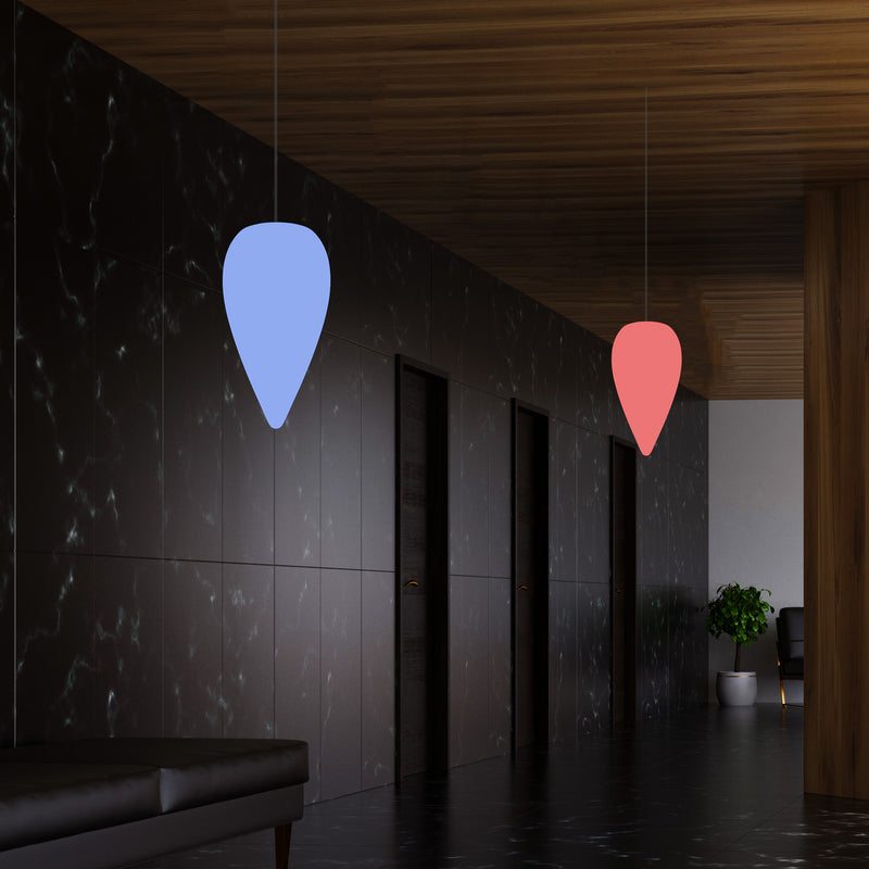 Unique Designer Suspension Light, Multicolour RGB Hanging Pendant Lamp, 37cm LED Waterdrop