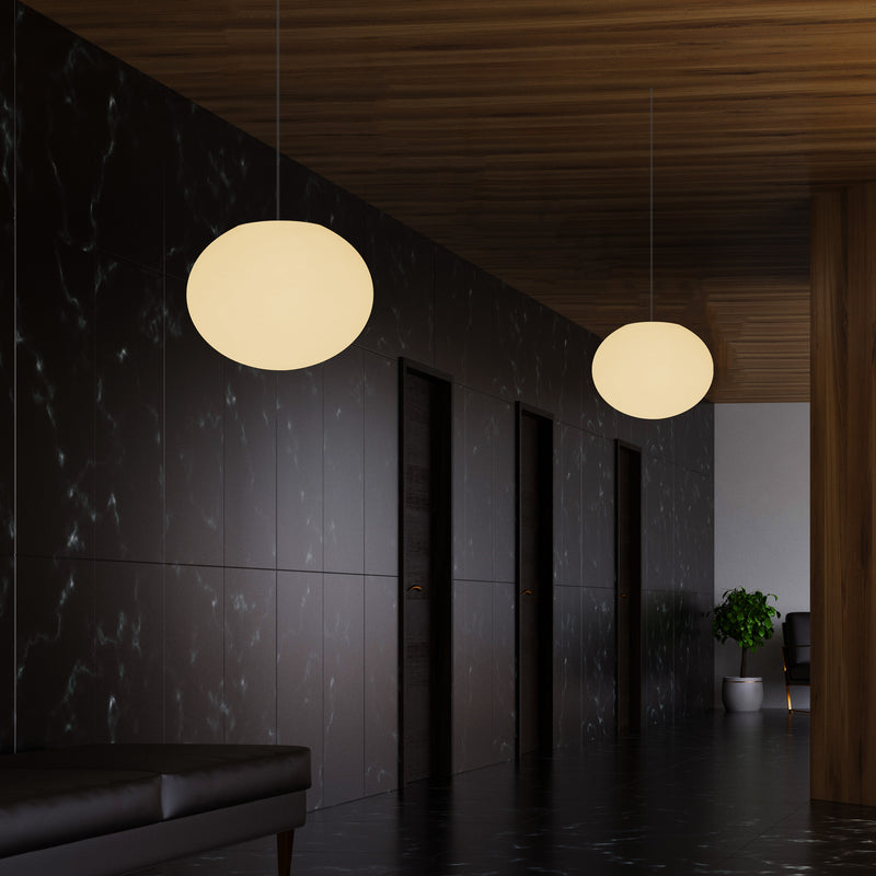 Decorative E27 Hanging Ceiling Light, 3D Oval Ellipse LED Suspension Pendant Lamp, 27cm Orb