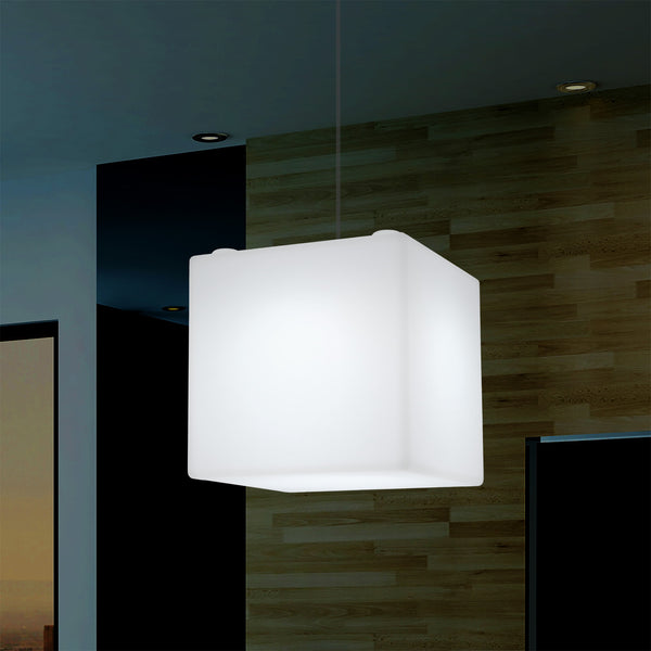 Cube LED Hanging Light, Geometric Pendant Lamp, 30 x 30cm, E27, White