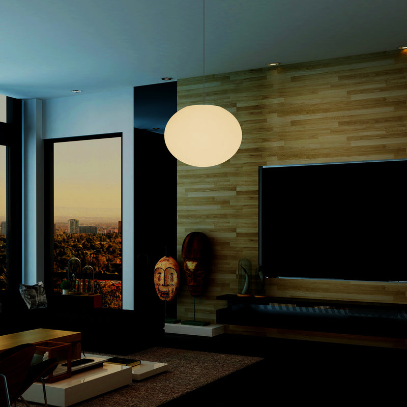 Decorative E27 Hanging Ceiling Light, 3D Oval Ellipse LED Suspension Pendant Lamp, 27cm Orb