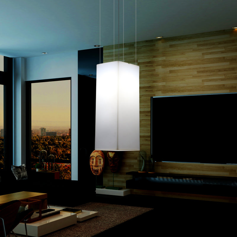 Rectangular LED Hanging Lamp, Modern Pendant Light, 80cm, E27, White