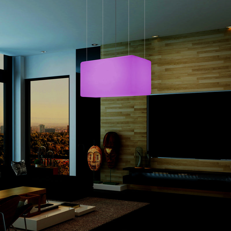 Unique Ceiling Light, Linear Island LED Hanging Lamp, 55 x 35cm, E27, RGB with Remote Control