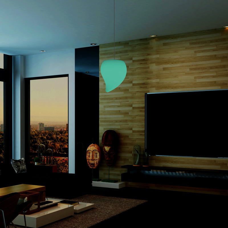Colour Changing Dimmable Ceiling Pendant Light, 20cm LED Teardrop Hanging Lamp, RGB