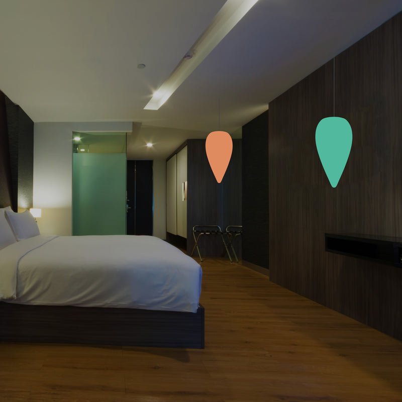 Unique Designer Suspension Light, Multicolour RGB Hanging Pendant Lamp, 37cm LED Waterdrop