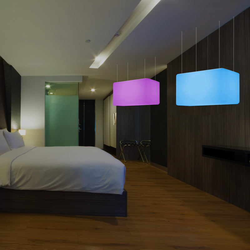 Unique Ceiling Light, Linear Island LED Hanging Lamp, 55 x 35cm, E27, RGB with Remote Control