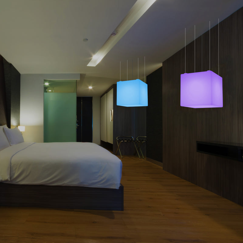 Cube LED Ceiling Light, Multi Colour Modern RGB Hanging Lamp, 400 mm, Ambient Lamp