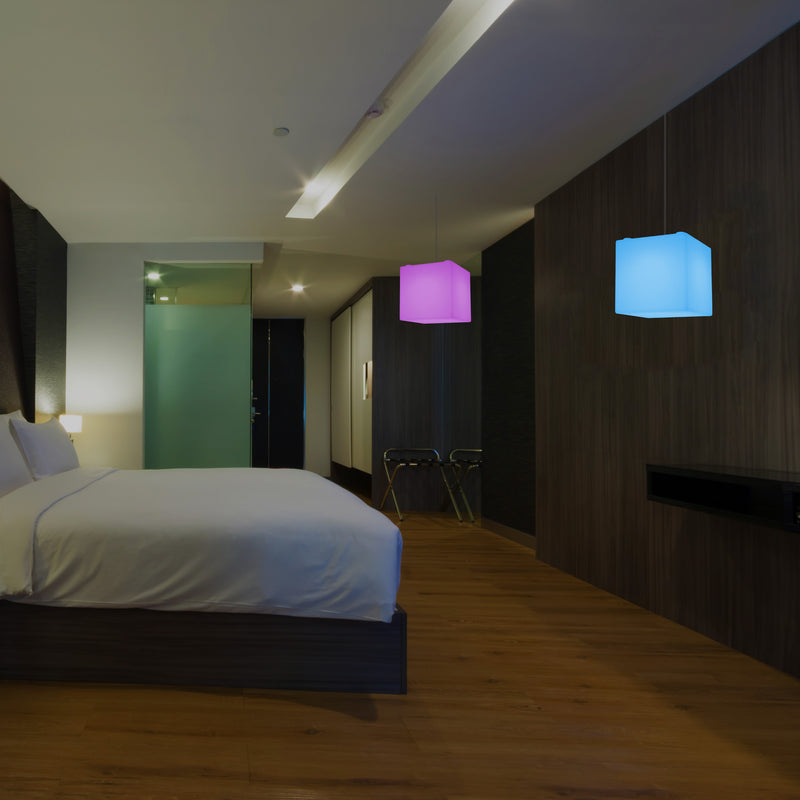 Cube Hanging Lamp, Multi-Colour Modern RGB Ceiling Light, 200 mm, LED SMD Mood Lamp