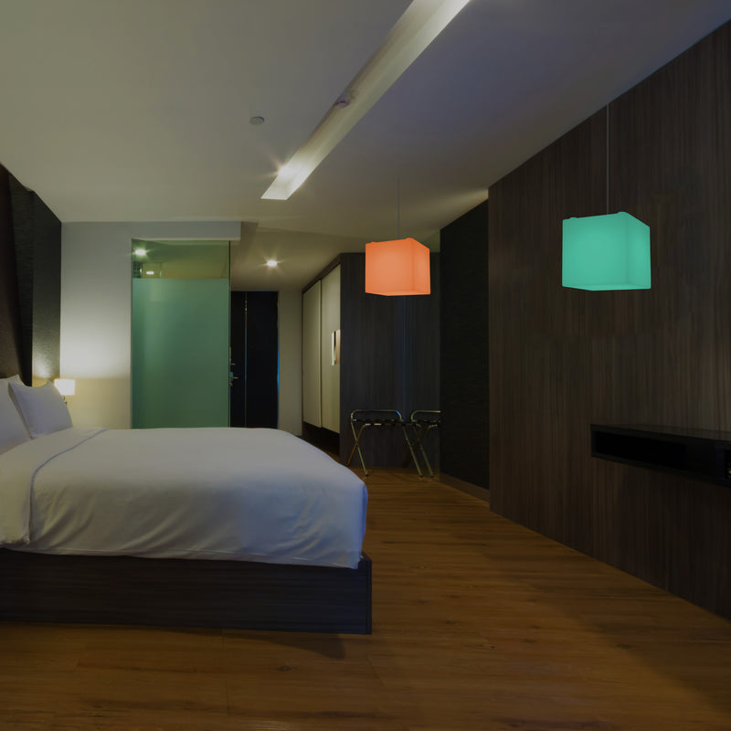 Cube Hanging Lamp, Multi-Colour Modern RGB Ceiling Light, 200 mm, LED SMD Mood Lamp