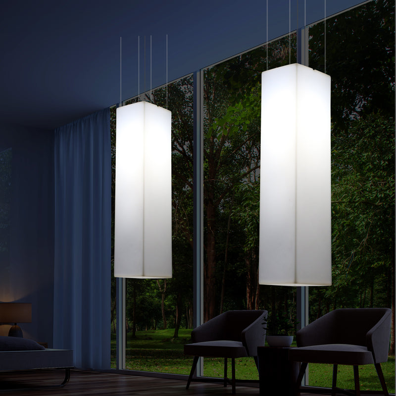 Linear Pendant LED Light, Geometric Ceiling Lamp, 180 x 30 cm, E27, White
