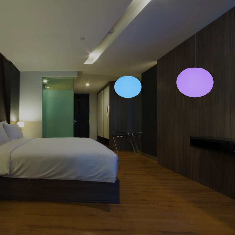 Ellipse Pebble Ceiling Lamp, Designer Oval RGB Hanging Light, 27 cm, LED Ambient Lighting