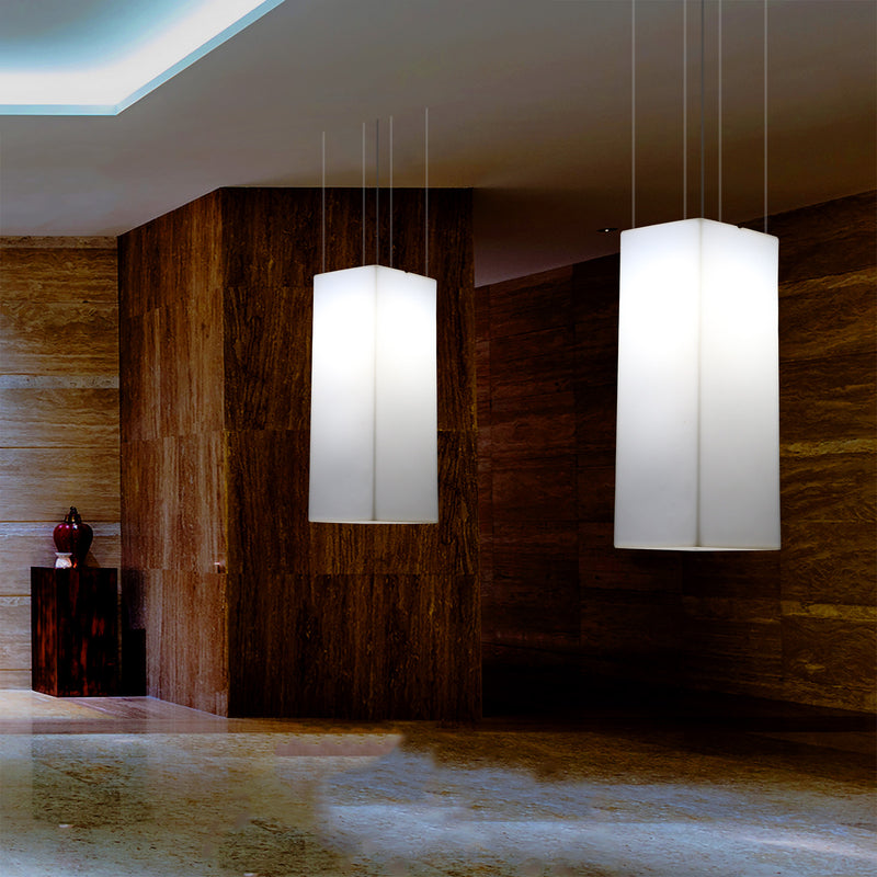 Rectangular LED Hanging Lamp, Modern Pendant Light, 80cm, E27, White