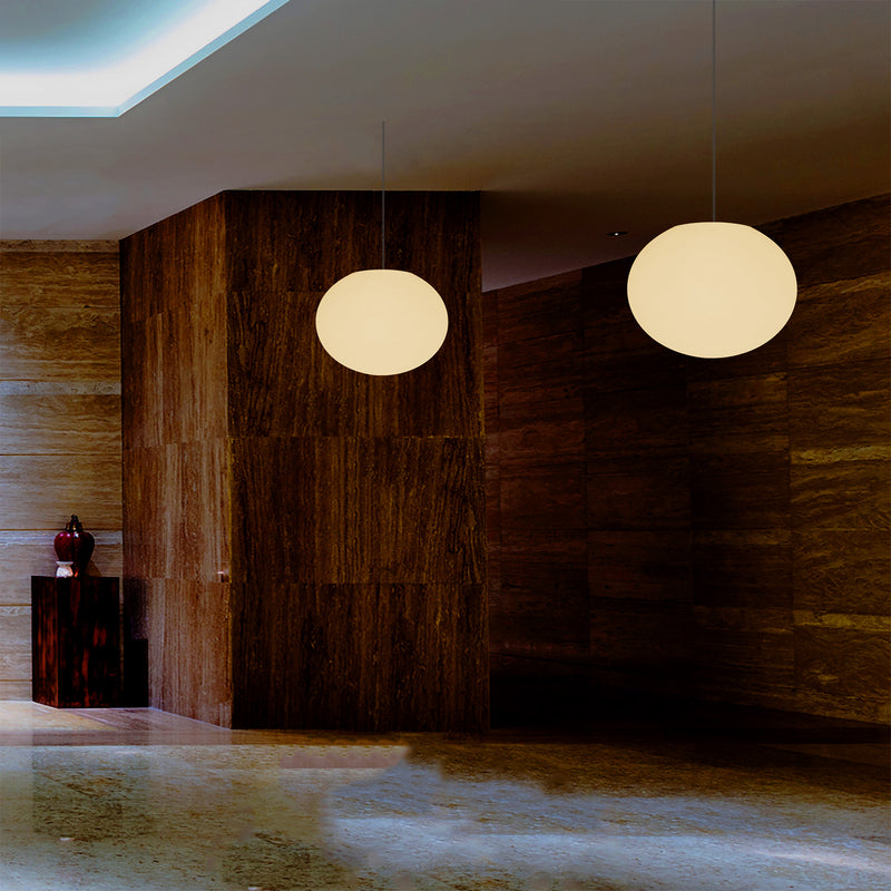 Decorative E27 Hanging Ceiling Light, 3D Oval Ellipse LED Suspension Pendant Lamp, 27cm Orb