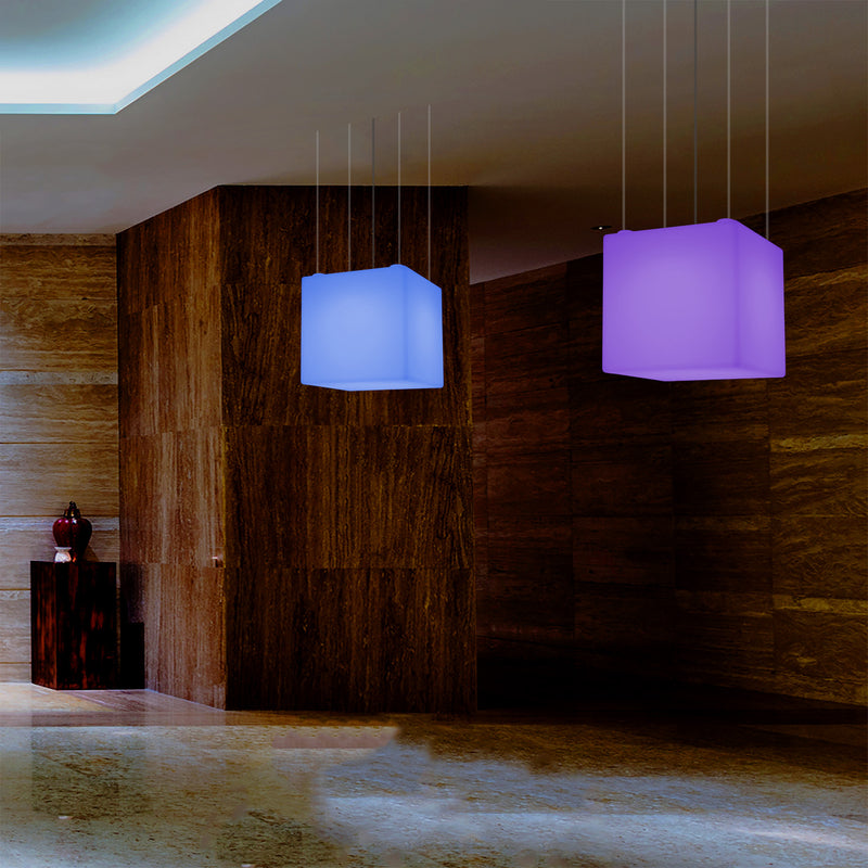 Cube LED Ceiling Light, Multi Colour Modern RGB Hanging Lamp, 400 mm, Ambient Lamp