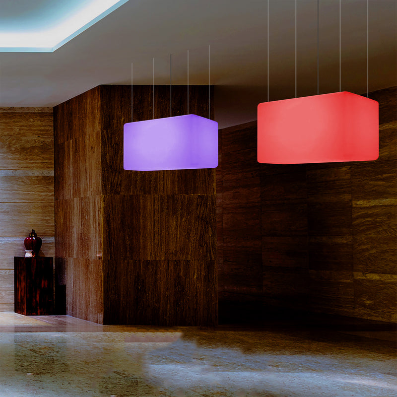 LED Linear Suspension Light, Modern Island RGB Ceiling Lamp, 55 x 35cm, Atmosphere Light