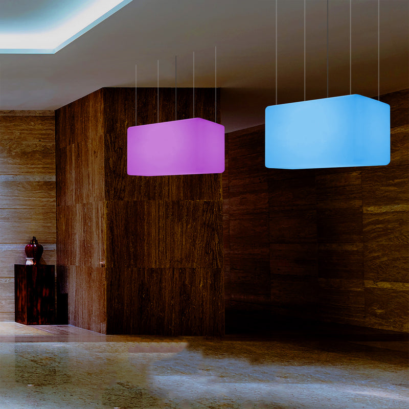 LED Linear Suspension Light, Modern Island RGB Ceiling Lamp, 55 x 35cm, Atmosphere Light