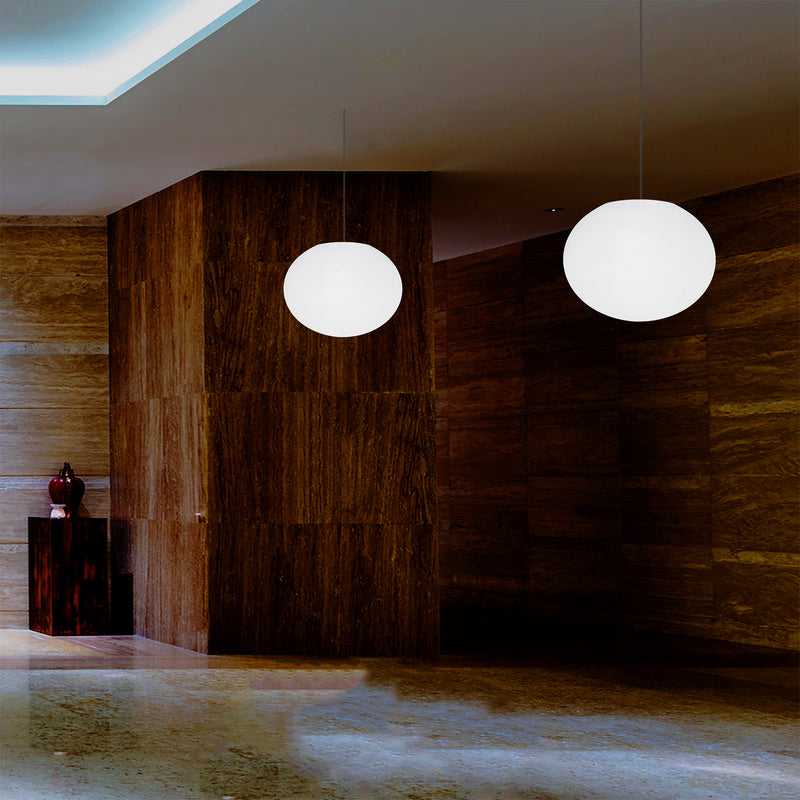 Designer LED Ceiling Pendant Light, 3D Ellipse Oval E27 Hanging Lamp, 27cm Flat Sphere