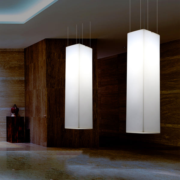 Linear Pendant LED Light, Geometric Ceiling Lamp, 180 x 30 cm, E27, White