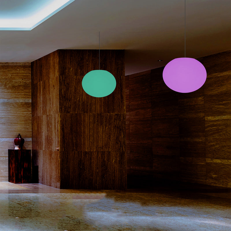 Ellipse Pebble Ceiling Lamp, Designer Oval RGB Hanging Light, 27 cm, LED Ambient Lighting
