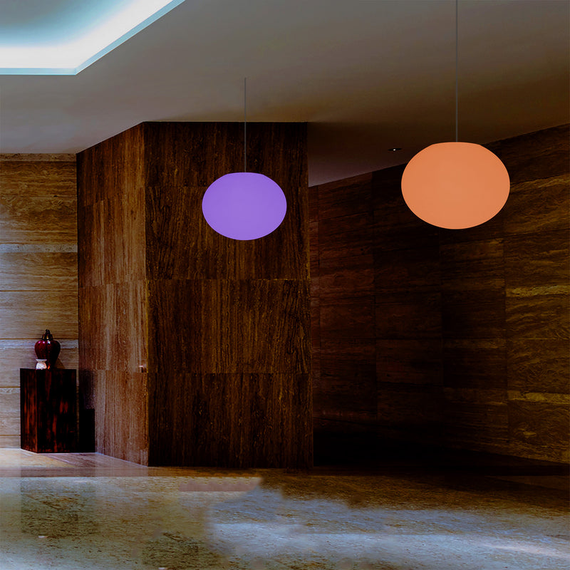 Ellipse Pebble Ceiling Lamp, Designer Oval RGB Hanging Light, 27 cm, LED Ambient Lighting