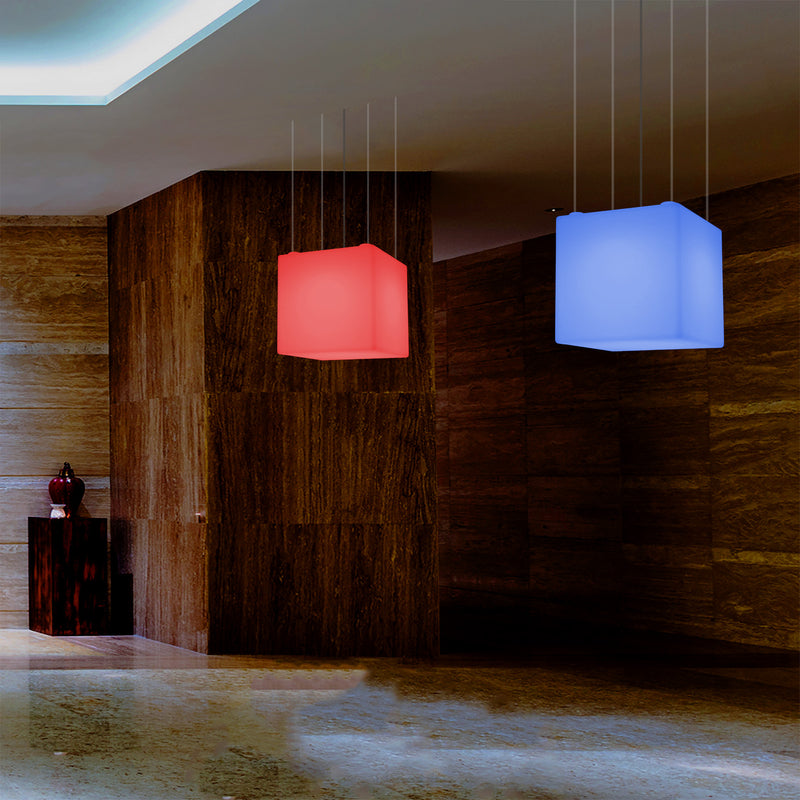 Cube Suspension LED Light, Geometric SMD RGB Ceiling Lamp, 500 mm, Ambient Lighting