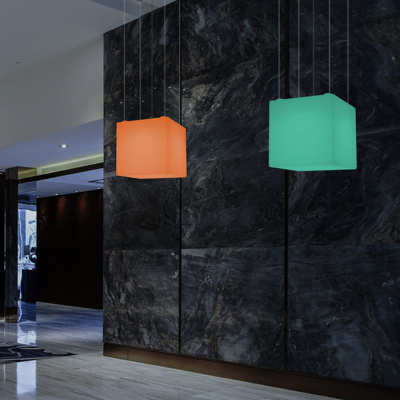 Cube LED Ceiling Light, Multi Colour Modern RGB Hanging Lamp, 400 mm, Ambient Lamp